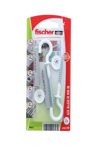Fischer قابس عالمي UX 8 × 50 RH مع حافة وخطاف دائري
