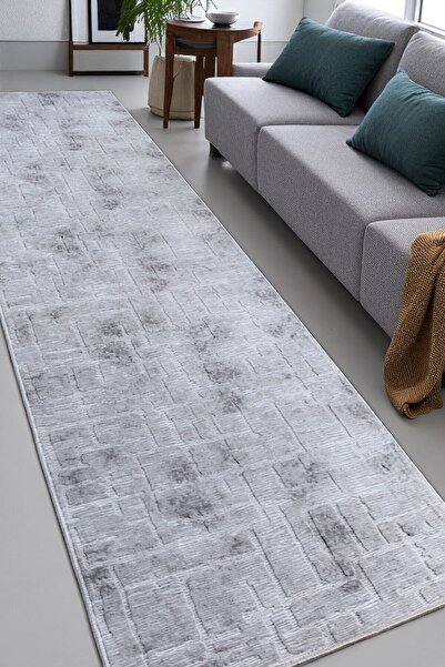 melian Aksu Stand Non-Slip Base Cutting Embossed Living Room Corridor Kitchen Washable Gray