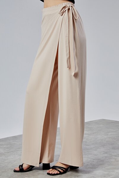 TF The Fancy For You Kadın Lastikli Yüksek Belden Bağlamalı Geniş Paça Pantolon