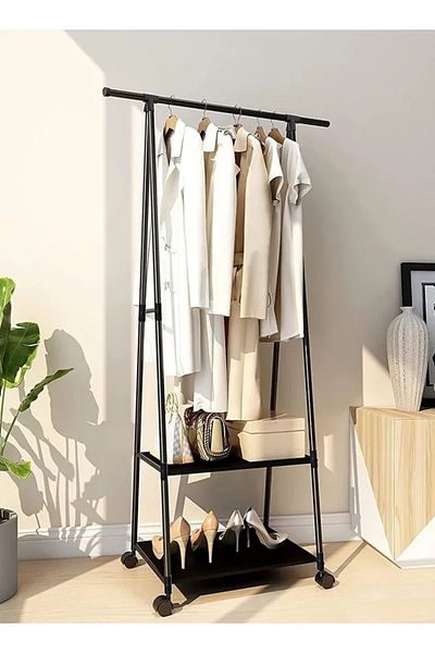 fulina Metal Clothes Rack, With 4 Swivel Wheels, 160x55x42cm, Rustproof, Hanger, for Balcony/Outdoor