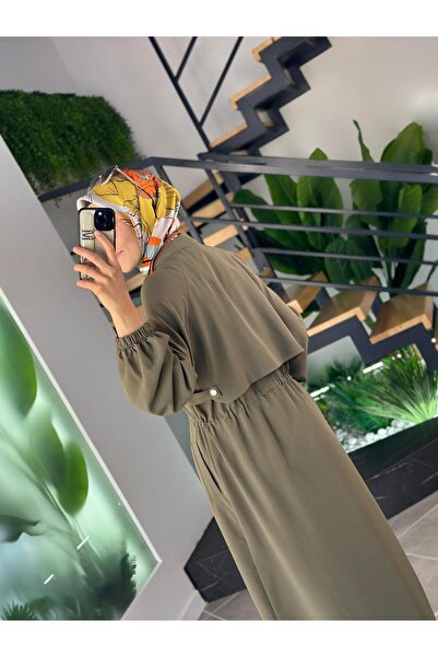 BÜRDE Beli Büzgülü Apoletli Haki Renk Kadın Giyçık