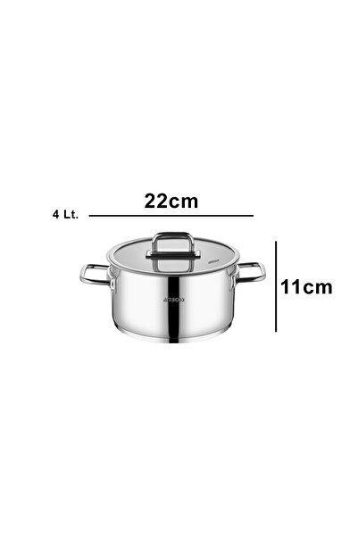 Amboss Nova Stainless Steel Deep Pot with Glass Lid 22X11 cm
