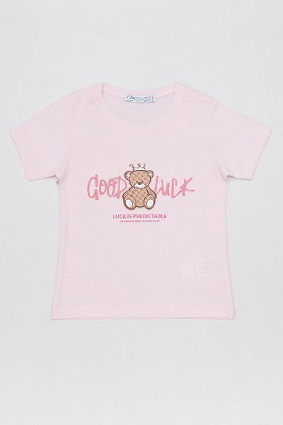 Fulla Moda 100% Cotton Teddy Bear Printed Girl's T-Shirt