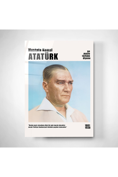 Atatürk Portre Mustafa Kemal Atatürk Dekoratif Cam Tablo