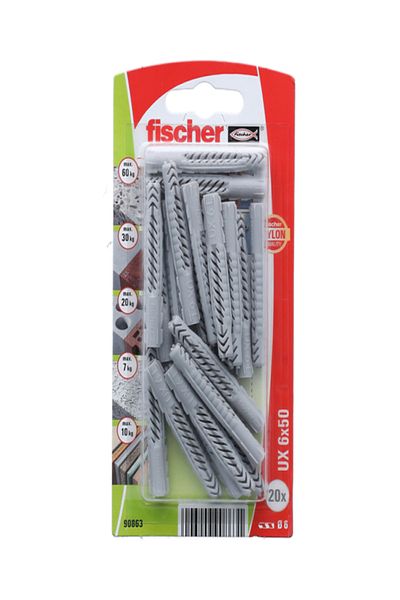 Fischer 20-Piece Universal Plug UX 6 x 50 K without Rim