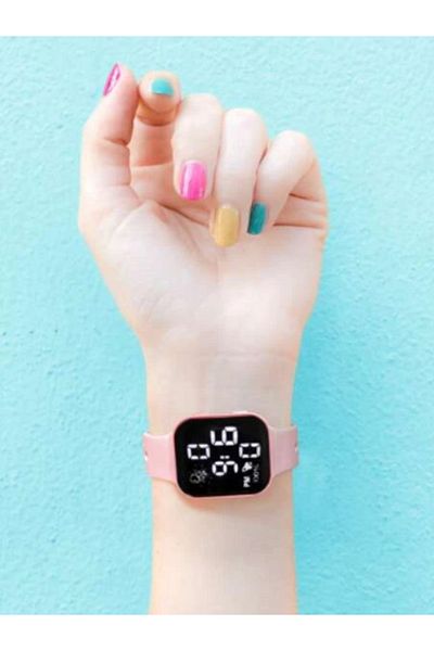 MACON LED Wrist Watch for Unisex with Silicon Strap - Rose