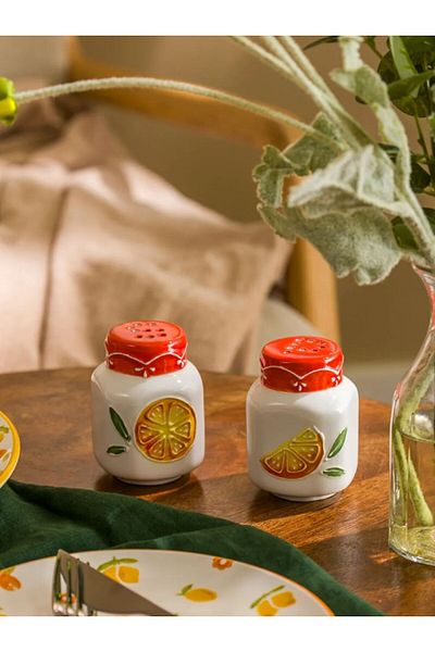 LC Waikiki Lcw Home Mixed Printed Ceramic Salt and Pepper Shaker Set