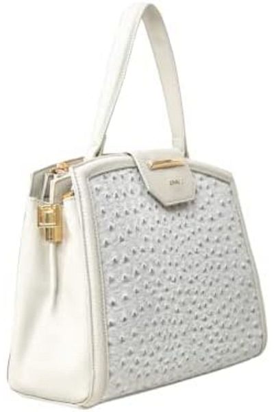 AMICA Beronia Women’s Ostrich Textured Leather Satchel Handbag With Detachable Shoulder Strap