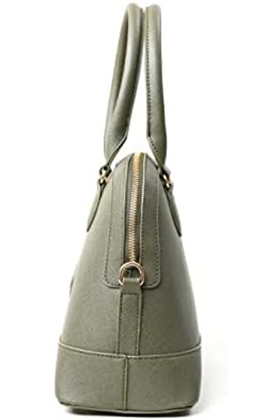 AMICA Evita Women’s Dome Shaped Satchel Green Handbag With Detachable Shoulder Strap