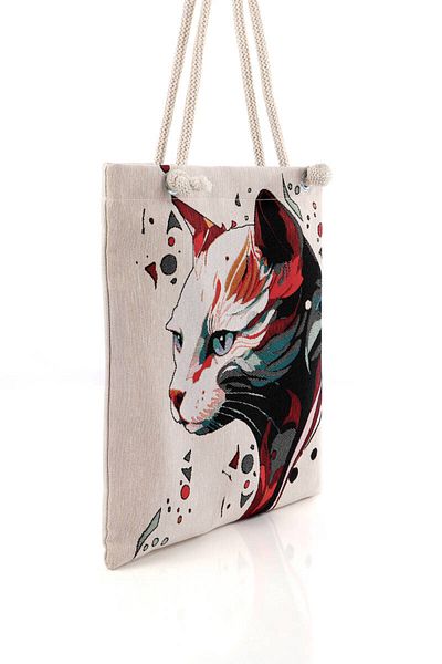 Bursa İpek Cat Pattern Tapestry Shoulder Bag