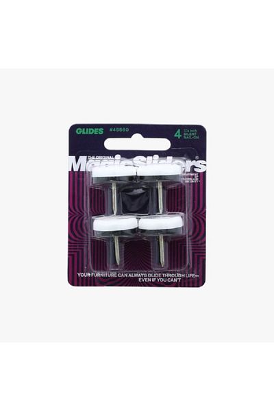 Magic Sliders 4-Piece Round Silent Nail-On Furniture Glides White and Black