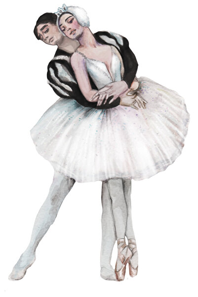 Reysa Tasarım Swan Lake Ballet Couple Wall Sticker