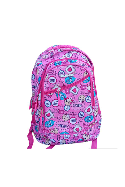 Durable School bag 4 compartments, 2 side pockets, girls, Multicolored pink, 45x30x13 cm