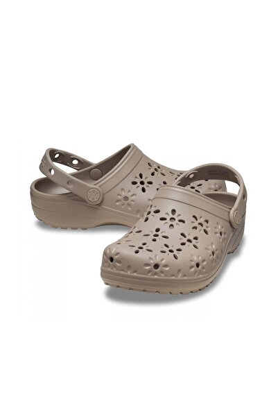 Crocs Classic Floral Cut Out Clog Kadın Terlik - Sütlü Kahve