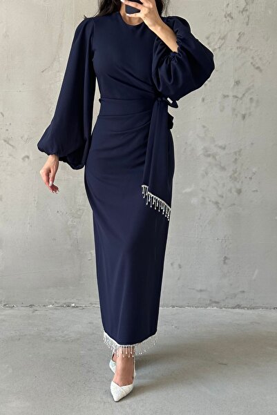 LEYUZE BUTİK Double Krep Şık Tasarım Tesettür Abiye