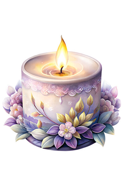 Reysa Tasarım Purple Floral Candle Wall Sticker