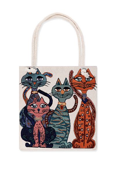 Bursa İpek Cat Pattern Tapestry Shoulder Bag