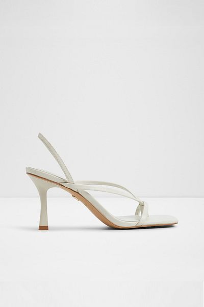 Aldo Rıva - Women's Genuine Leather White-Ecru Thin Heeled Sandals