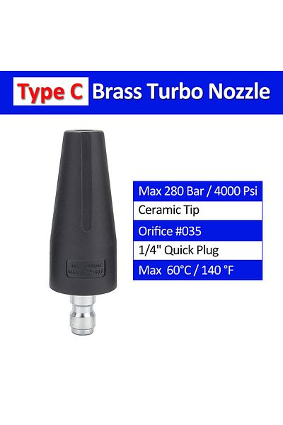 Choice Type C Rotating Dirt Blaster Turbo Nozzle with 1/4" Quick Release Plug Connector #035 for High Press