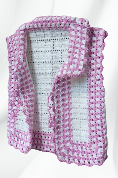 Uretti - Star 7202 9515 Hand Knitted Pink Color Girl's Vest / Age 2