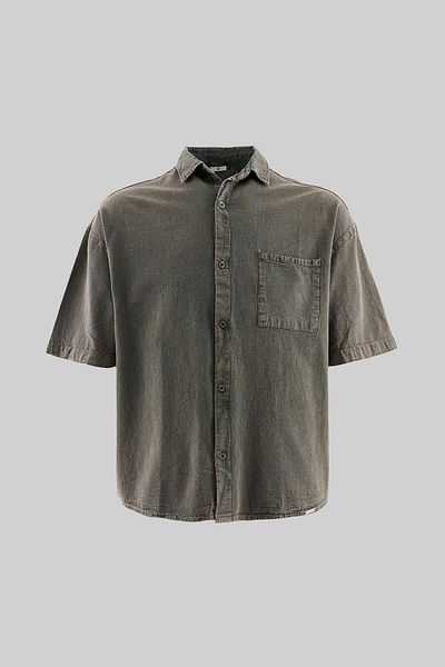 Machinist Men's Effected Washed Basic Soft Beige Shirt