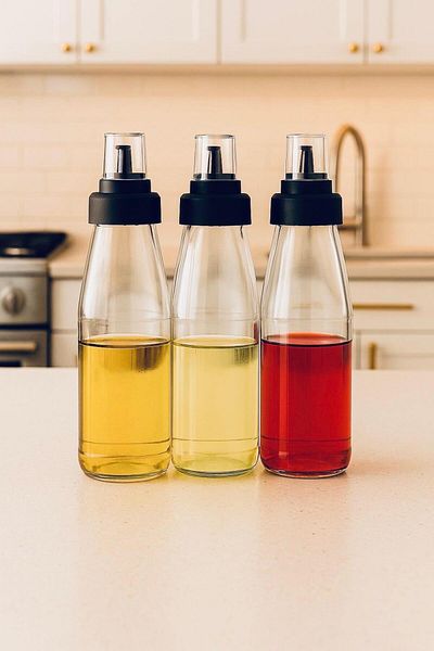Bayev 3 Pieces 720 ml Large Size Smart Sippy-Free Glass Oil Pot Oil Vinegar Bowl