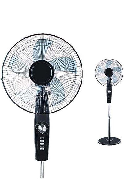 DLC Standing Fan with 3 Speeds and 5 Blades, Silent Operation, 40W Black