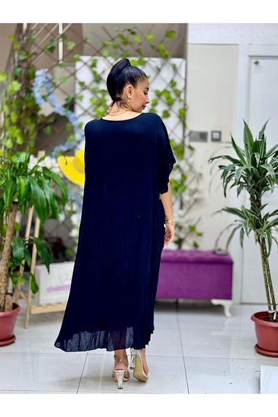 Punta Otantik Vl2110 Printed Half Sleeve Voile Dress Black