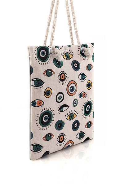 Bursa İpek Eye Pattern Tapestry Shoulder Bag