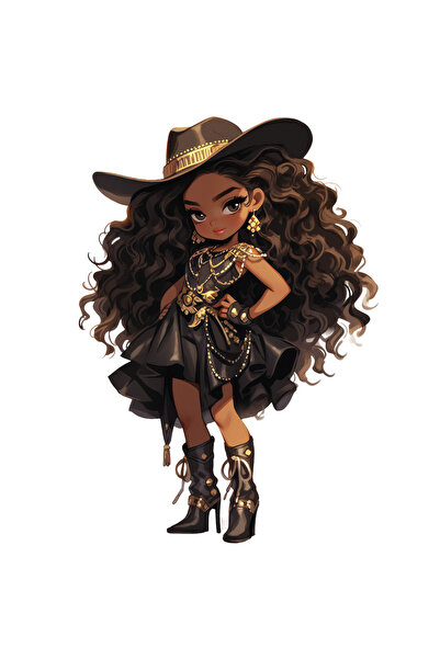 Reysa Tasarım Red and Gold Embroidered Stylish Cowgirl Wall Sticker