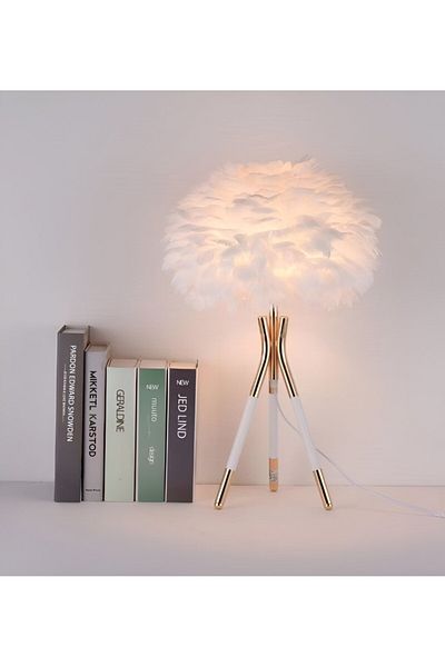 rexa Elegant Feather Table Lamp – Soft Glow Bedside Light for Bedroom & Living Room Decor