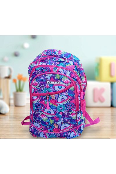 Durable School bag 4 compartments, 2 side pockets, girls, Multicolor, 45x30x13 cm