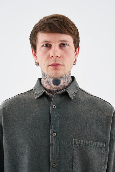 Machinist Men's Effected Washed Basic Long Sleeve Soft Beige Shirt