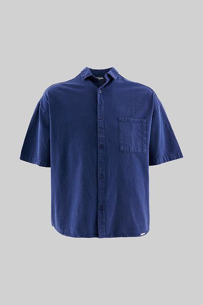 Machinist Men's Effected Washed Basic Midnight Blue Shirt