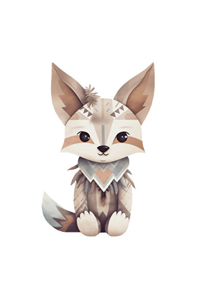 Reysa Tasarım ملصق حائط على شكل ثعلب صغير منقوش عرقيًا