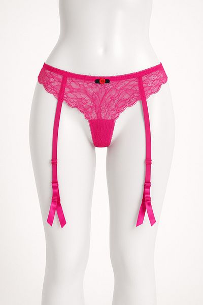 Lemila Garter belt with thong panty, bright pink