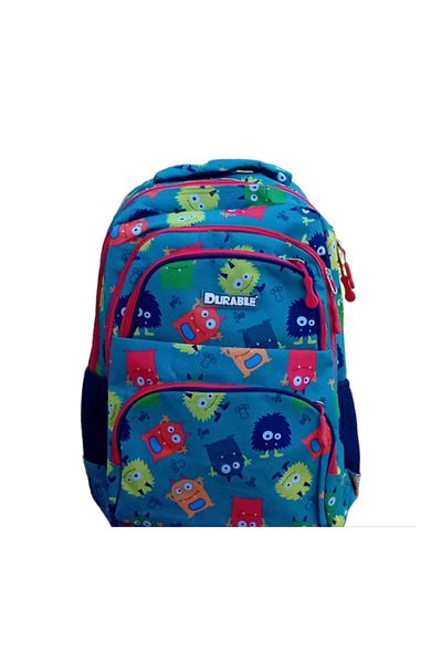 Durable School bag 4 compartments, 2 side pockets, Boys, Green, Funny Girls, 45x30x13 cm