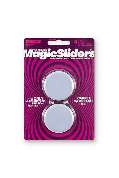 Magic Sliders Carpet Wood and Tile Self-Adhesive Round Floor Slides Grey and Black