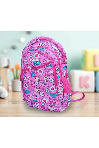 Durable School bag 4 compartments, 2 side pockets, girls, Multicolored pink, 45x30x13 cm