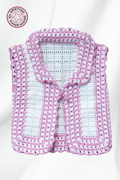 Uretti - Star 7202 9515 Hand Knitted Pink Color Girl's Vest / Age 2