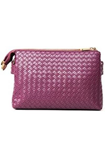 AMICA Lucia Weaved Leather Women’s Crossbody Handbag With Multiple Compartments