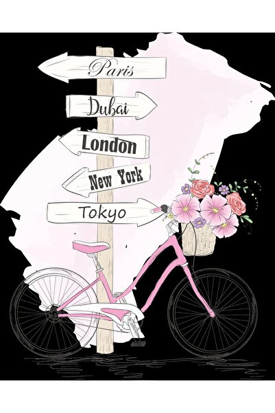 Reysa Tasarım ملصق حائط على شكل دراجة زهرية ولوحة المدينة