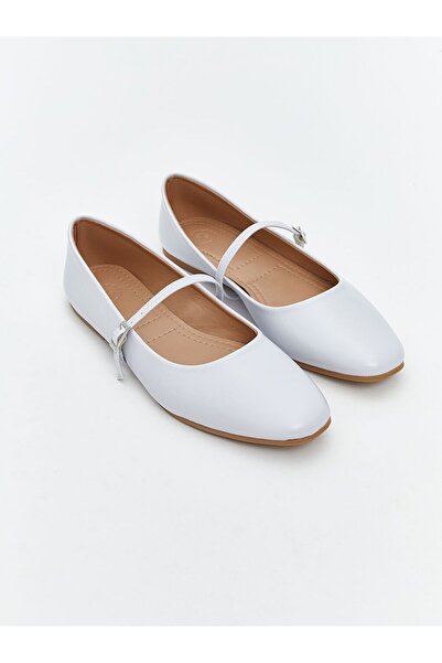 LC Waikiki Lcw Steps Blue Leather Look Women's Ballerina Shoes