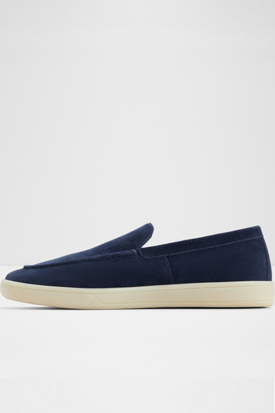Aldo Eton - Men's Genuine Leather Navy Blue Slip-On Shoes