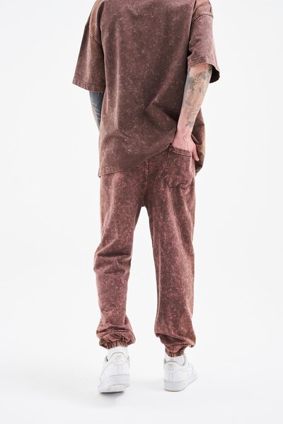 Machinist Ανδρικό παντελόνι φούτερ με στάμπα καφέ από ξύλο βελανιδιάς, που πλένεται εύκολα