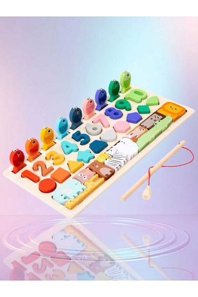 OEM Jucarie Interactiva si Educativa tip Montessori din lemn, sortator ,joc de pescuit cu magnet,3+