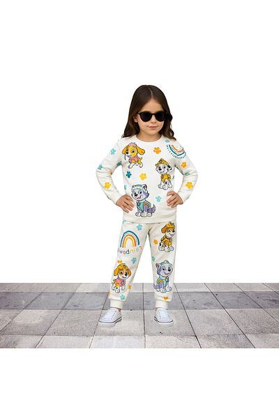 Fox Moda Swaetsihirt Printed Seasonal Girls Tracksuit Set
