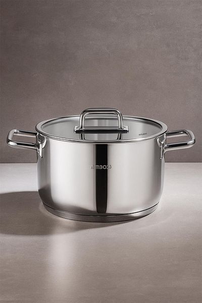 Amboss Nova Stainless Steel Deep Pot with Glass Lid 26X15 cm