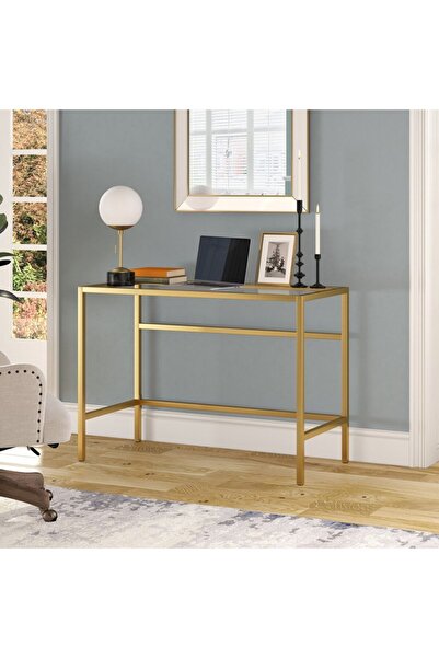 Hitit Dekorasyon Ella Gold Metal Cam Çalışma Masası