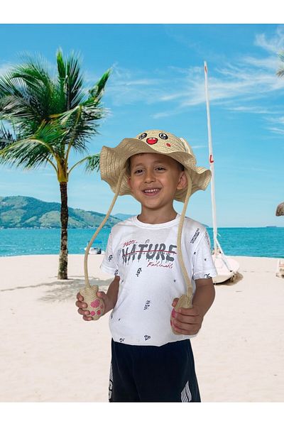loute Straw Summer and Beach Hat with Ear Play for Boys and Girls